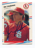 1988 Fleer Jim Lindeman Signed Card Baseball MLB Autographed AUTO #39 Cardinals