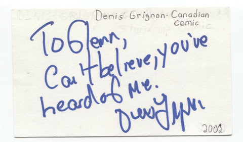 Denis Grignon Signed Index 3x5 Card Autographed Signature Actor Comedian