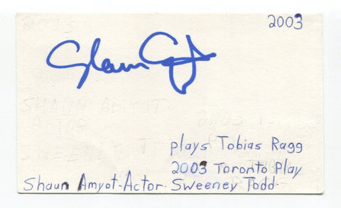 Shaun Amyot Signed 3x5 Index Card Autographed Actor Chicago Hairspray