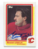 1986 Topps Reggie Lemelin Signed Card Hockey NHL AUTO #102 Calgary Flames