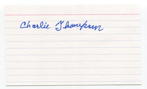 Charlie Tim Thompson Signed 3x5 Index Card Autograph Baseball MLB '54 Dodgers