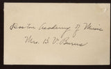 Mrs. B.V. Burbs Signed Card  Autographed Orchestra AUTO Signature Piano