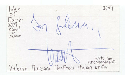 Valerio Massimo Manfredi Signed 3x5 Index Card Autographed Signature Author