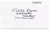 Hillis Layne Signed 3x5 Index Card Autographed Senator MLB Baseball Senators