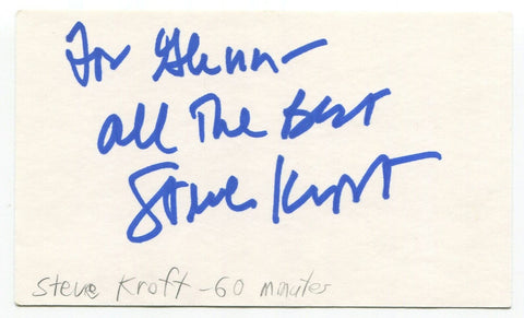 Steve Kroft Signed 3x5 Index Card Autographed Signature Journalist 60 Minutes