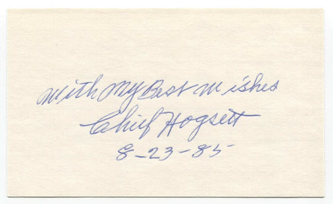 Chief Hogsett Signed 3x5 Index Card Baseball Autographed Signature 1933 Tigers