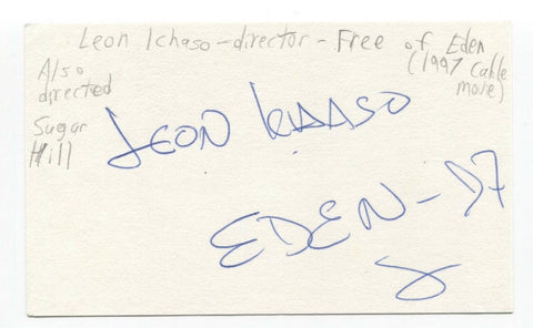 Leon Ichaso Signed 3x5 Index Card Autographed Signature Director