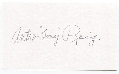 Tony Roig Signed 3x5 Index Card Autographed MLB Baseball Washington Senators