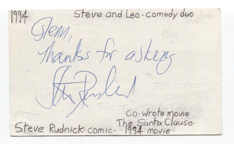 Steve Rudnick Signed 3x5 Index Card Autographed Writer Santa Clause Space Jam