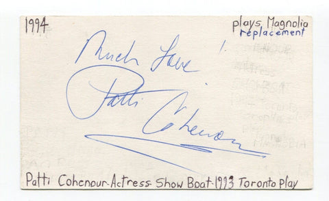 Patti Cohenour Signed 3x5 Index Card Autographed Actress Happy Days