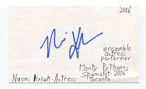 Naomi Kakuk Signed 3x5 Index Card Autographed Actress Curb Your Enthusiam Smash