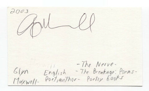 Glyn Maxwell Signed 3x5 Index Card Autographed Signature Author Writer Poet