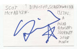 Scot McFadyen Signed 3x5 Index Card Autographed Signature Director