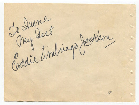 Eddie Jackson Signed Vintage Album Page Autographed Singer