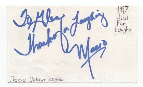 Macio Signed 3x5 Index Card Autographed Signature Comedian Stand Up Comic Actor