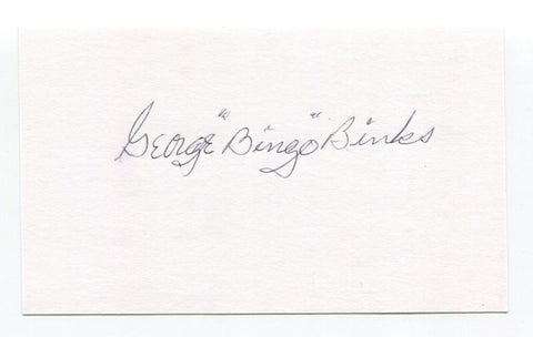 George "Bingo" Binks Signed 3x5 Index Card Autographed Washington Senators MLB