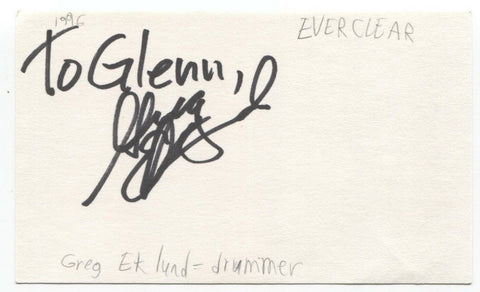 Everclear - Greg Eklund Signed 3x5 Index Card Autographed Signature Band