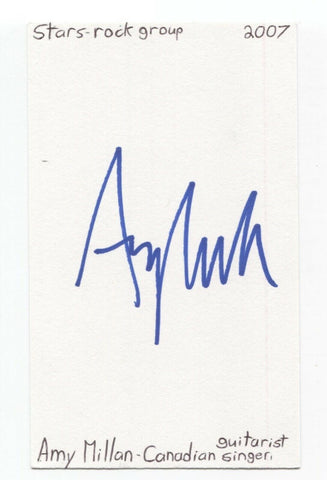 Amy Milan Signed 3x5 Index Card Autographed Signature Singer Stars