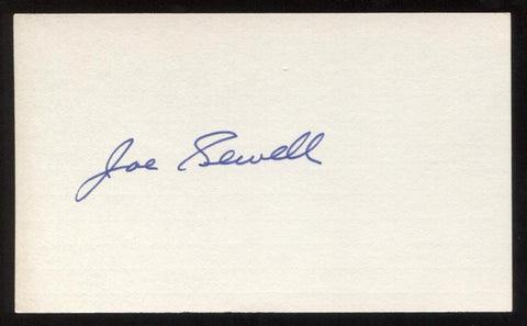 Joe Sewell Signed 3x5 Index Card Autographed Vintage Baseball Hall of Fame