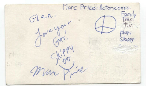Marc Price Signed 3x5 Index Card Autograph Signature Actor Skippy Family Ties