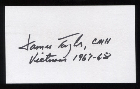 James Allen Taylor Signed 3x5 Index Card Signature Autographed Medal of Honor