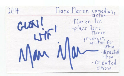 Marc Maron Signed 3x5 Index Card Autographed Signature Comedian Actor GLOW Joker