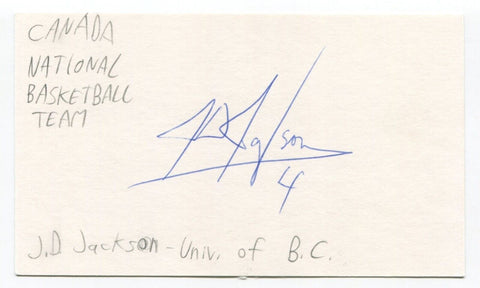 JD Jackson Signed 3x5 Index Card Autographed Basketball French Canada