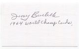 Jerry Buchek Signed 3x5 Index Card Autographed 1964 St Louis Cardinals WS Champs