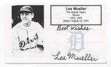 Les Mueller Signed 3x5 Index Card Autographed MLB Baseball 1945 Detroit Tigers