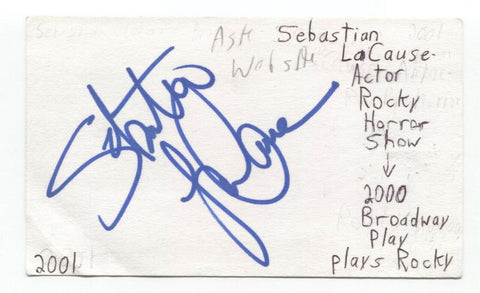 Sebastian La Cause Signed 3x5 Index Card Autograph Signature Actor Rocky Horror