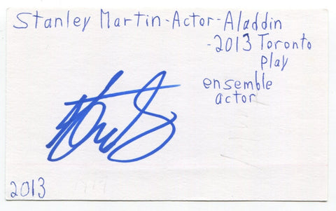 Stanley Martin Signed 3x5 Index Card Autographed Actor Aladdin