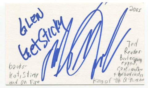 Ted Reader Signed 3x5 Index Card Autographed Canadian Chef Cooking Personality