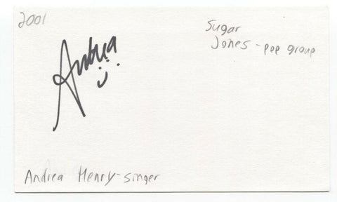 Sugar Jones Andrea Henry Signed 3x5 Index Card Autographed Signature