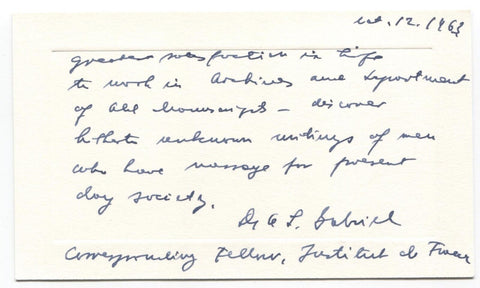 Astrik L. Gabriel Signed Card Autographed Signature Author Medieval Historian