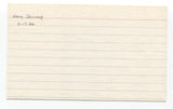 Harry Danning Signed 3x5 Index Card Baseball Autographed Signature