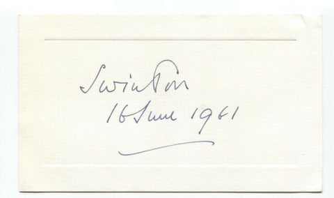 Phillip Cunliffe Lister Signed Card Autographed Signature 1st Earl of Swinton