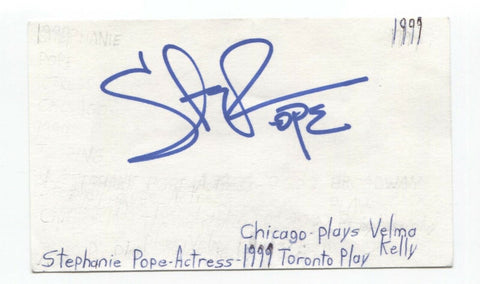 Stephanie Pope Signed 3x5 Index Card Autographed Signature Actress