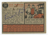 1962 Topps Ken McBride Signed Baseball Card Autographed AUTO #268