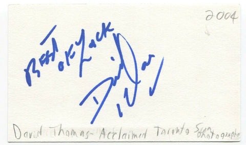 Dave Thomas Signed 3x5 Index Card Autographed Canadian Toronto Sun Photographer