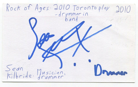 Sean Kilbride Signed 3x5 Index Card Autographed Canadian Musician Drummer