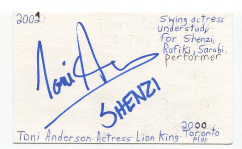 Toni Anderson Signed 3x5 Index Card Autograph Actor Open Heart NCIS No Tomorrow