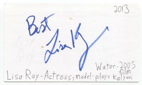 Lisa Ray Signed 3x5 Index Card Autographed Signature Actress
