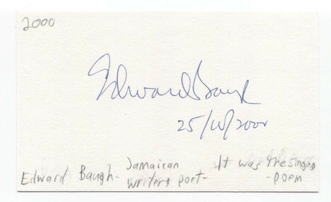 Edward Baugh Signed 3x5 Index Card Autographed Signature Author Writer Poet