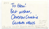 Christine Crosbie Signed 3x5 Index Card Autographed Canadian Global News Anchor