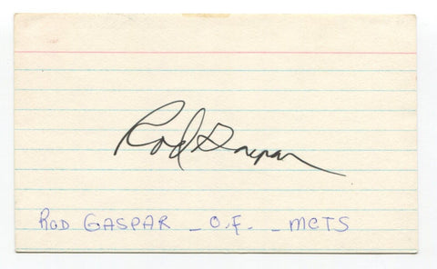 Rod Gaspar Signed Index Card Autographed Baseball New York Mets '69 World Series