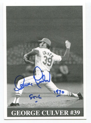 George Culver Signed Photo Autographed Baseball Brooklyn Dodgers