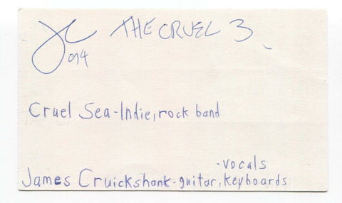 The Cruel Sea - James Cruickshank Signed 3x5 Index Card Autographed Band