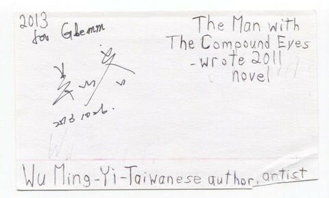 Wu Ming-yi Signed 3x5 Index Card Autographed Signature Activist Author