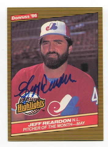 1986 Donruss Highlights Jeff Reardon Signed Card Baseball Autographed AUTO #14