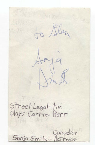 Sonja Smits Signed 3x5 Index Card Autograph Signature Actress